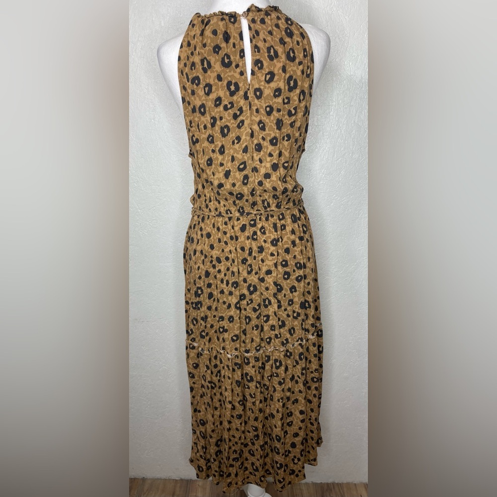 Ava&Viv Animal Print Halter Tie Waist Midi Sundress Boho Tiered Flowy Resort Lg - Picture 10 of 13